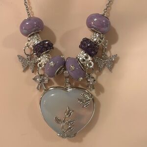 Genuine Opalite Heart Charm Necklace Designed By @windswepttrace